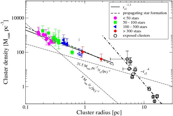 radius dependent cluster densities